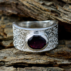 Garnet Solitaire German 925 Silver Red Gemstones Essential  Art Deco Ring Jewelry