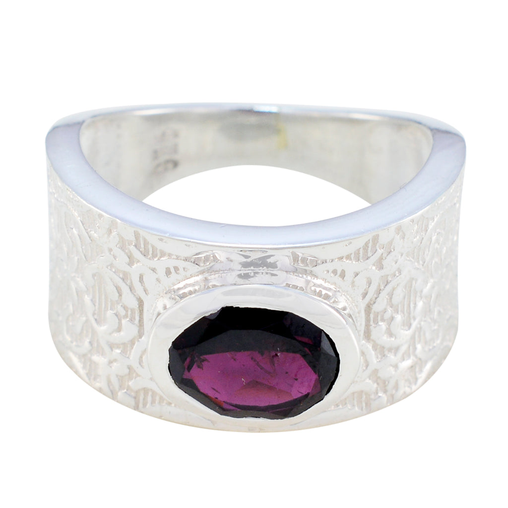 Garnet Solitaire German 925 Silver Red Gemstones Essential  Art Deco Ring Jewelry
