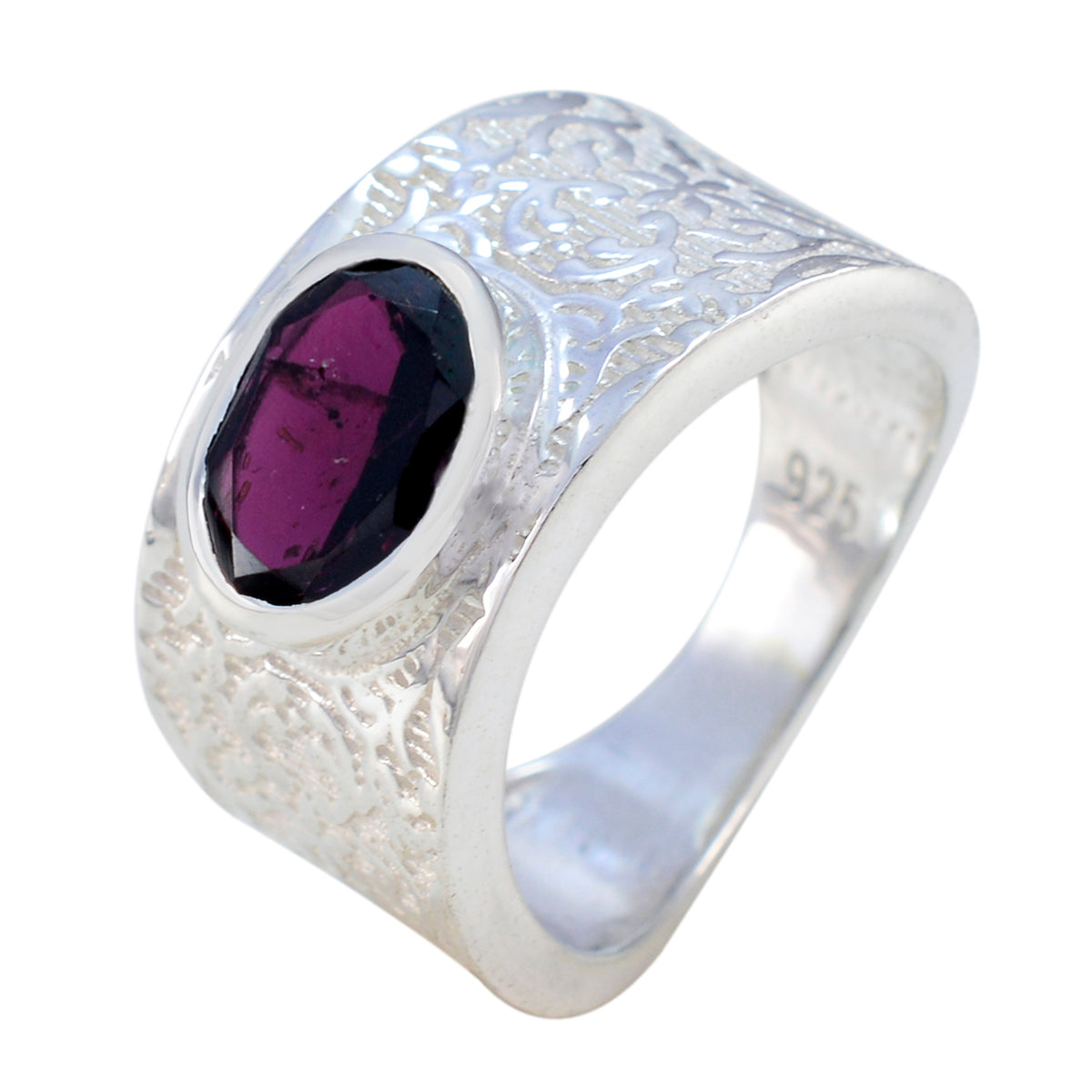 Garnet Solitaire German 925 Silver Red Gemstones Essential  Art Deco Ring Jewelry