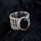 Granat Solitär Afrikanischer 925 Silber Rote Edelsteine Edgy Armor Band Schmuck