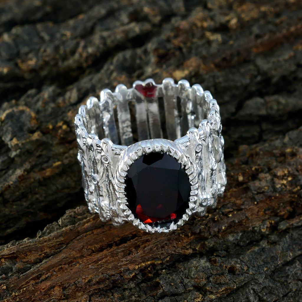 Garnet Solitaire African 925 Silver Red Gemstones Edgy Armor Band Jewellery