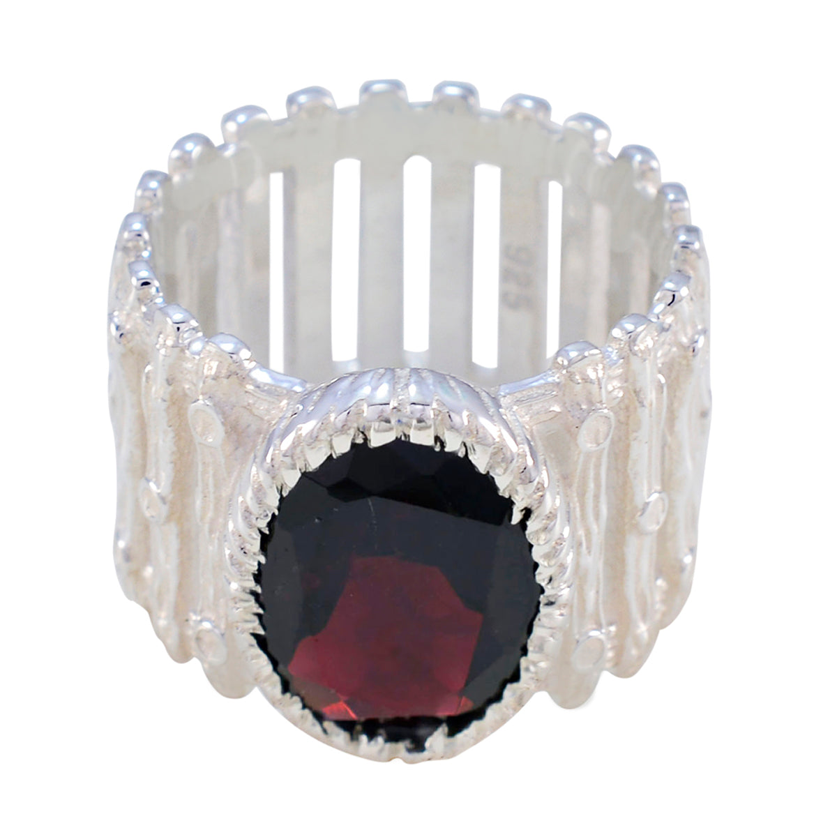 Granat Solitär Afrikanischer 925 Silber Rote Edelsteine Edgy Armor Band Schmuck Hauptbild