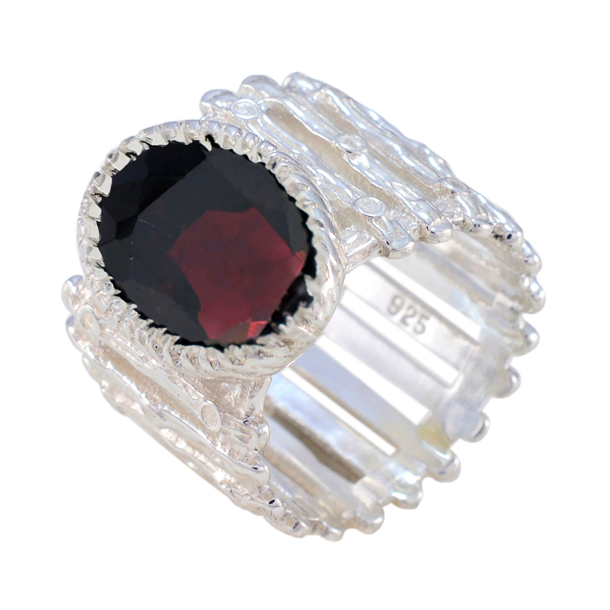 Granat Solitär Afrikanischer 925 Silber Rote Edelsteine Edgy Armor Band Schmuck Zweitbild