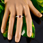 Garnet Solitaire Japanese Sterling Silver Red Gemstone Dainty Contemporary Ring Jewelry