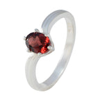 Garnet Solitaire Japanese Sterling Silver Red Gemstone Dainty Contemporary Ring Jewelry