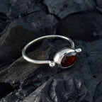 Garnet Solitaire Japanese 925 Sterling Silver Red Gems Dainty Contemporary Ring Jewelry