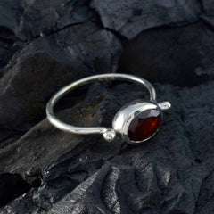 Garnet Solitaire Japanese 925 Sterling Silver Red Gems Dainty Contemporary Ring Jewelry