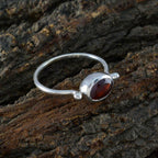 Garnet Solitaire Japanese 925 Sterling Silver Red Gems Dainty Contemporary Ring Jewelry