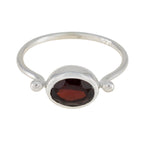 Garnet Solitaire Japanese 925 Sterling Silver Red Gems Dainty Contemporary Ring Jewelry
