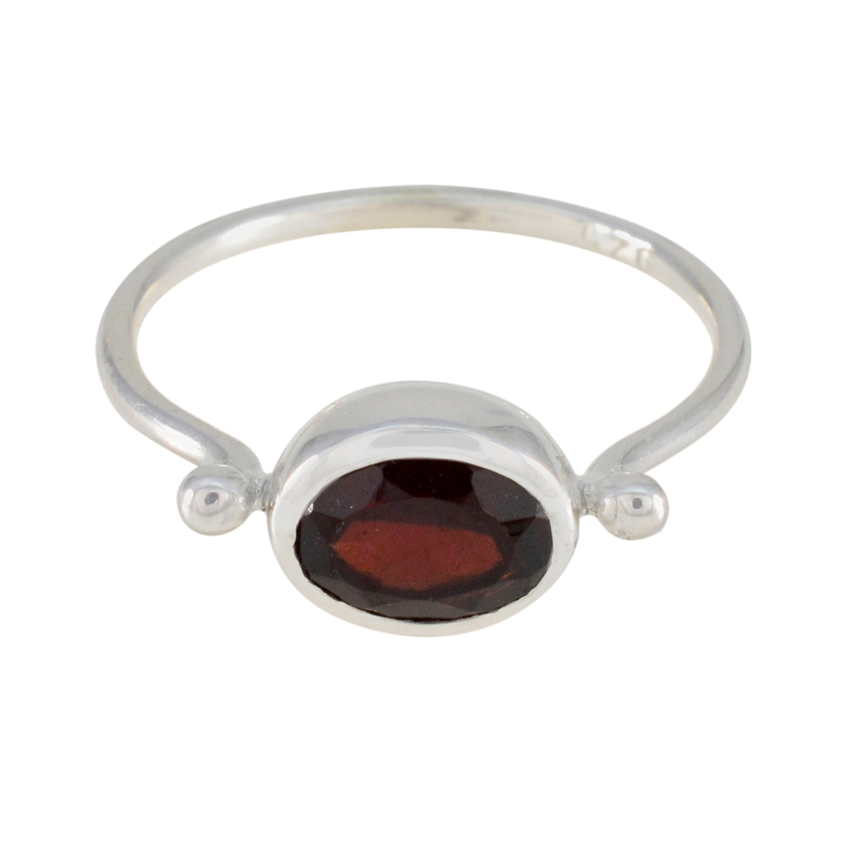 Garnet Solitaire Japanese 925 Sterling Silver Red Gems Dainty Contemporary Ring Jewelry