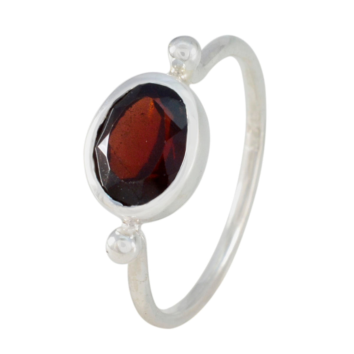 Garnet Solitaire Japanese 925 Sterling Silver Red Gems Dainty Contemporary Ring Jewelry