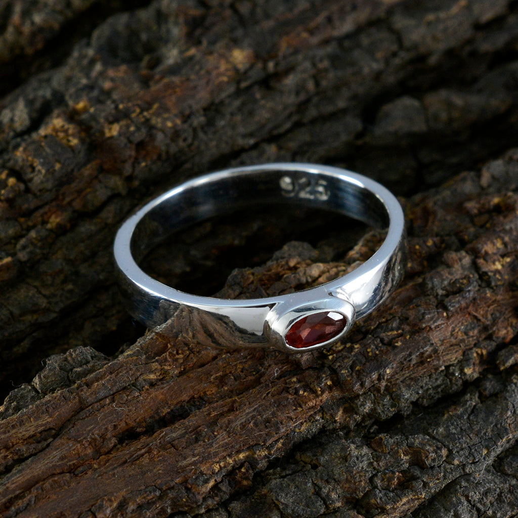 Garnet Solitaire Korean 925 Sterling Silver Red Gemstone Whisper thin Trendy Ring Jewellery