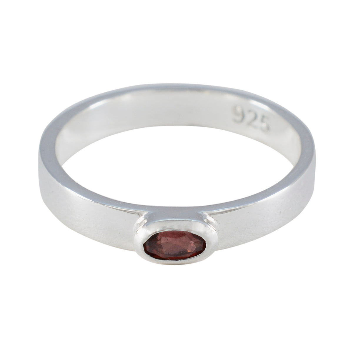 Garnet Solitaire Korean 925 Sterling Silver Red Gemstone Whisper thin Trendy Ring Jewellery