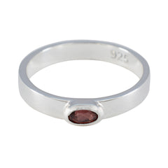 Garnet Solitaire Korean 925 Sterling Silver Red Gemstone Whisper thin Trendy Ring Jewellery