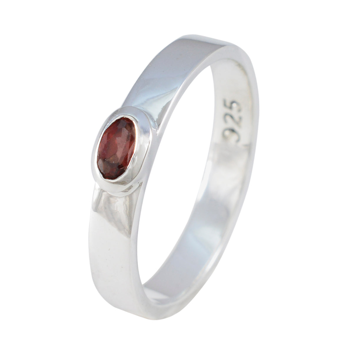 Garnet Solitaire Korean 925 Sterling Silver Red Gemstone Whisper thin Trendy Ring Jewellery