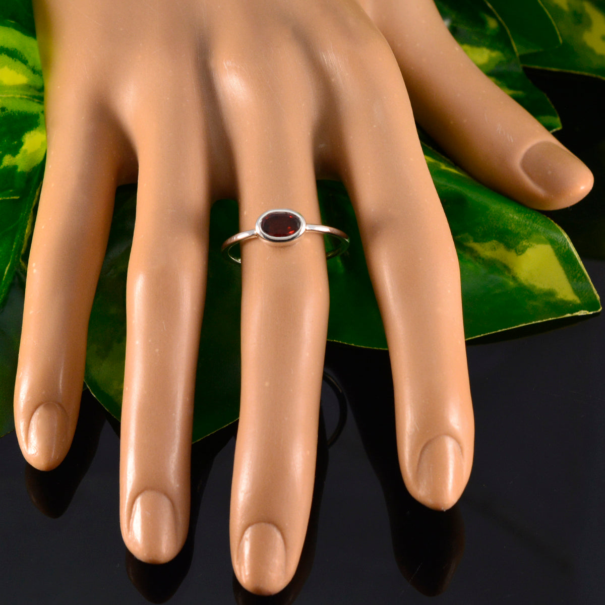 Granat Solitär Japanisches 925 Sterling Silber Rote Edelsteine Eleganter Luxuriöser Ring Schmuck