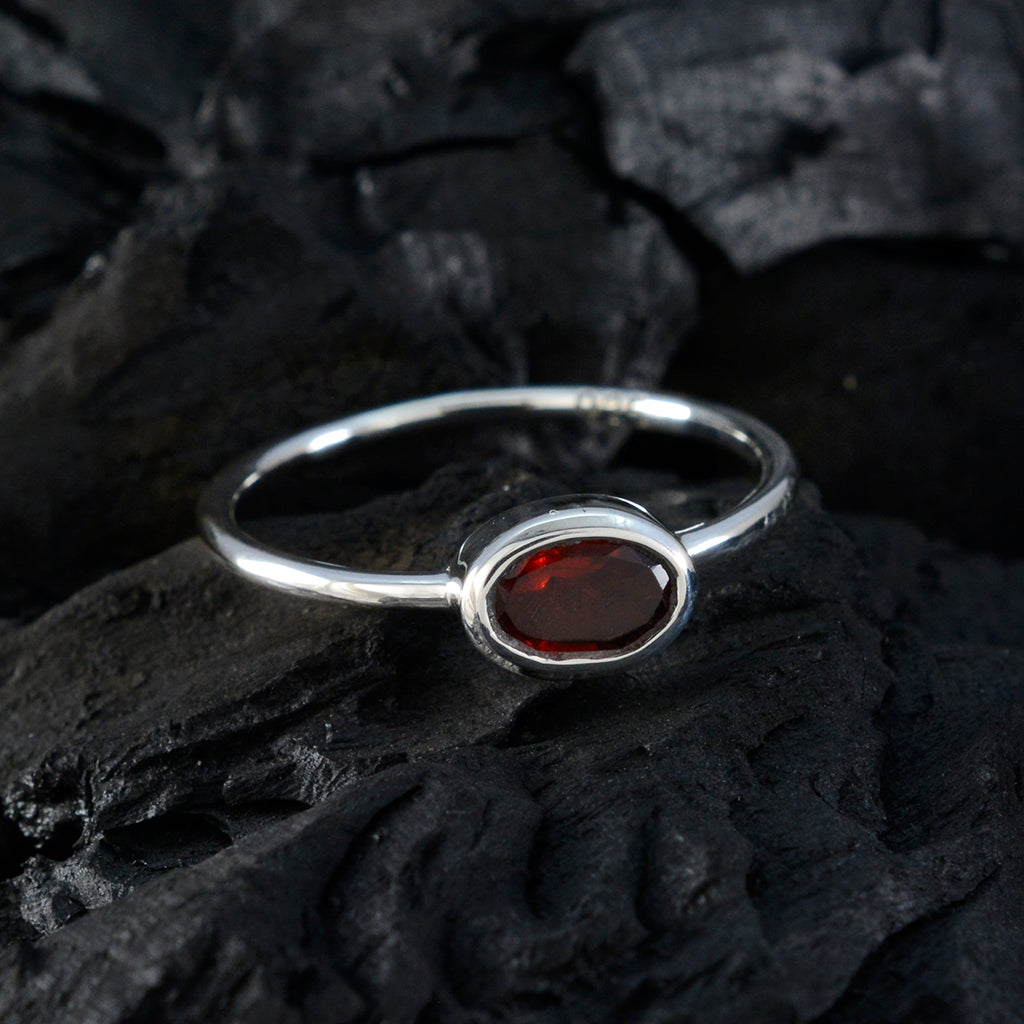 Garnet Solitaire Japanese 925 Sterling Silver Red Gems Elegant  Luxurious Ring Jewelry