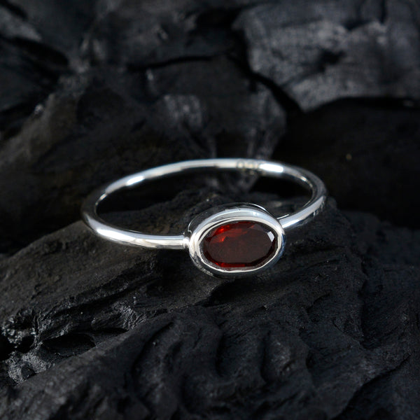 Garnet Solitaire Japanese 925 Sterling Silver Red Gems Elegant  Luxurious Ring Jewelry