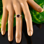 Garnet Solitaire American 925 Sterling Silver Red Gemstone Elegant  Feminine Ring Jewellery