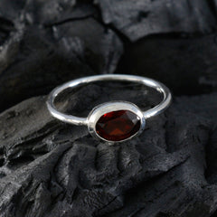 Garnet Solitaire American 925 Sterling Silver Red Gemstone Elegant  Feminine Ring Jewellery