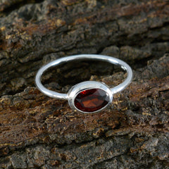 Garnet Solitaire American 925 Sterling Silver Red Gemstone Elegant  Feminine Ring Jewellery