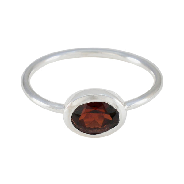 Garnet Solitaire American 925 Sterling Silver Red Gemstone Elegant  Feminine Ring Jewellery