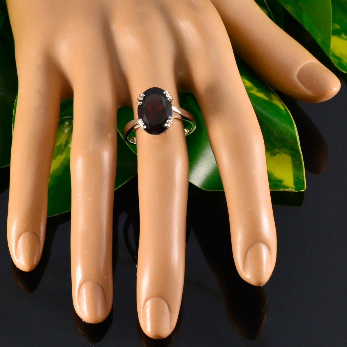 Garnet Solitaire Indian Silver Red Gemstones Tiny Contemporary Ring Jewellery