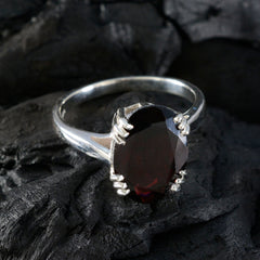 Garnet Solitaire Indian Silver Red Gemstones Tiny Contemporary Ring Jewellery