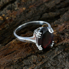Garnet Solitaire Indian Silver Red Gemstones Tiny Contemporary Ring Jewellery