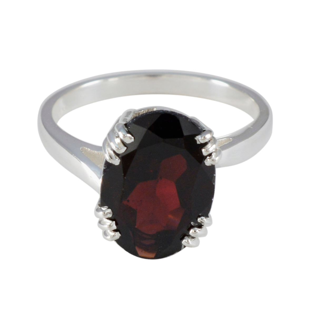 Garnet Solitaire Indian Silver Red Gemstones Tiny Contemporary Ring Jewellery