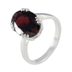 Garnet Solitaire Indian Silver Red Gemstones Tiny Contemporary Ring Jewellery