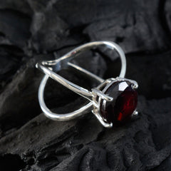 Garnet Solitaire German 92.5 Silver Red Gems Tiny Trendy Ring Jewelry