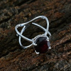 Garnet Solitaire German 92.5 Silver Red Gems Tiny Trendy Ring Jewelry