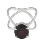 Garnet Solitaire German 92.5 Silver Red Gems Tiny Trendy Ring Jewelry