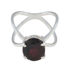 Garnet Solitaire German 92.5 Silver Red Gems Tiny Trendy Ring Jewelry