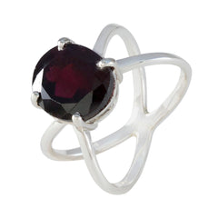 Garnet Solitaire German 92.5 Silver Red Gems Tiny Trendy Ring Jewelry