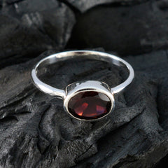 Garnet Solitaire American Sterling Silver Red Gems Dainty Trendy Ring Jewelry
