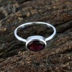 Garnet Solitaire American Sterling Silver Red Gems Dainty Trendy Ring Jewelry