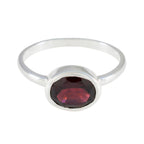Garnet Solitaire American Sterling Silver Red Gems Dainty Trendy Ring Jewelry