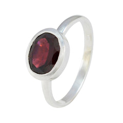 Garnet Solitaire American Sterling Silver Red Gems Dainty Trendy Ring Jewelry