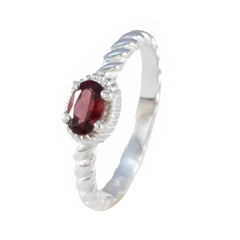 Garnet Solitaire American Sterling Silver Red Gemstone Dainty Trendy Ring Jewellery