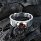 Granat Solitär Neusilber Rot Edelstein Minimal Boho Ring Schmuck