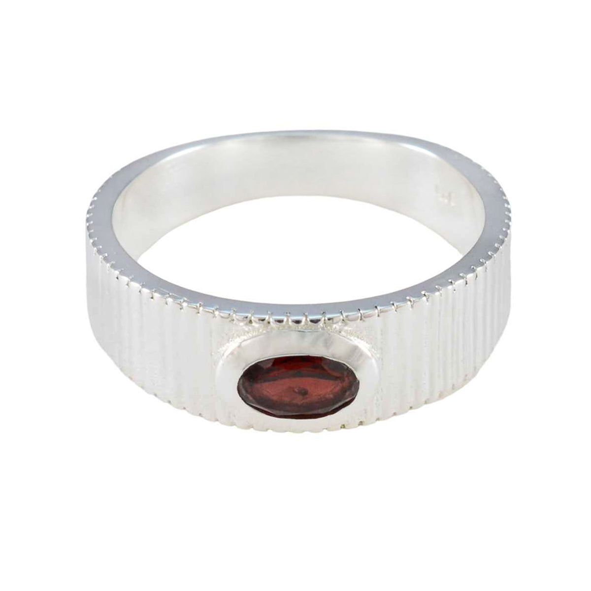 Garnet Solitaire German Silver Red Gemstone Minimal Boho Ring Jewelry Hoofdafbeelding