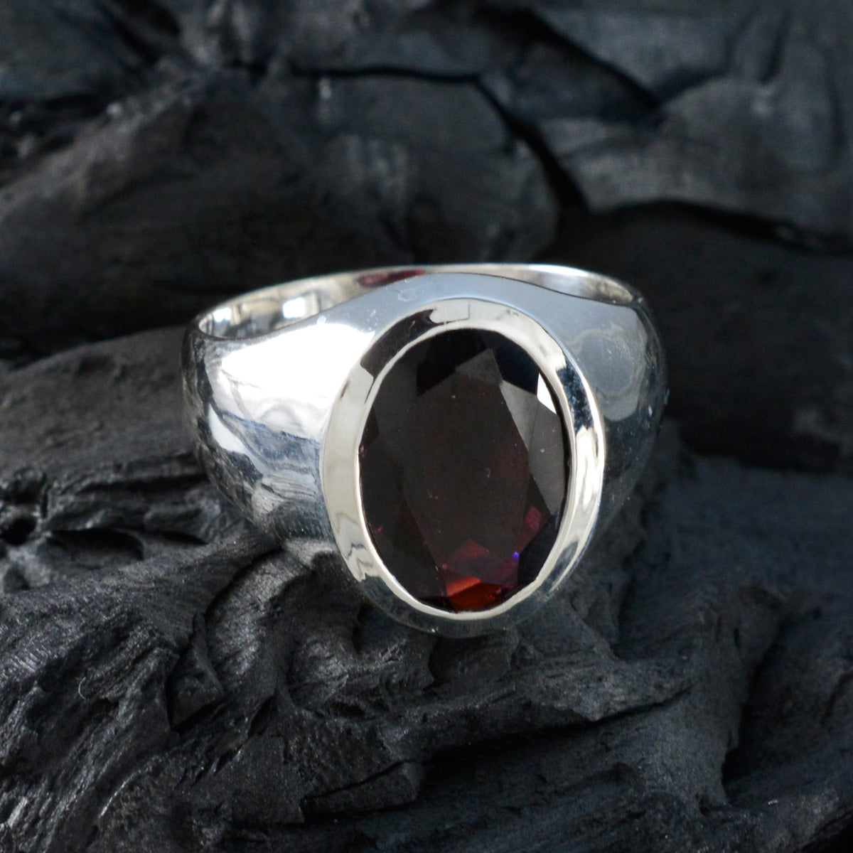 Garnet Solitaire French 92.5 Silver Red Gemstones Versatile Heritage Ring Jewellery