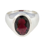 Garnet Solitaire French 92.5 Silver Red Gemstones Versatile Heritage Ring Jewellery