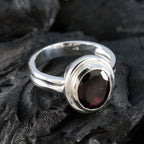 Garnet Solitaire African Sterling Silver Red Gemstones Classic Luxurious Ring Jewelry