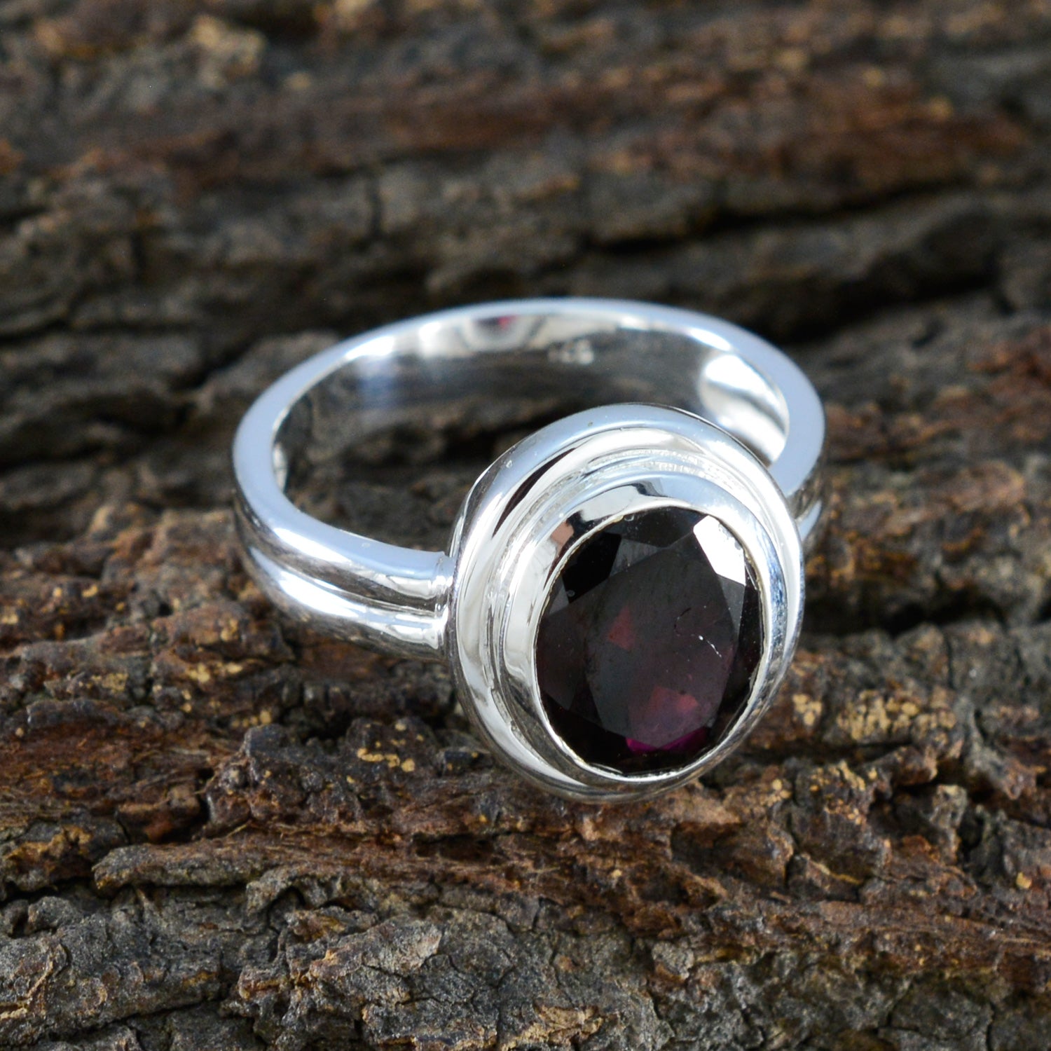 Granat Solitär Afrikanischer Sterling Silber Rote Edelsteine Klassischer Luxuriöser Ring Schmuck
