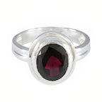 Garnet Solitaire African Sterling Silver Red Gemstones Classic Luxurious Ring Jewelry
