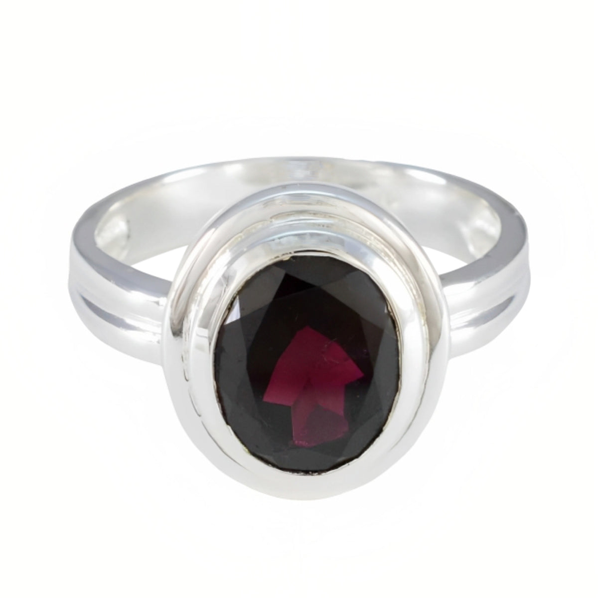 Garnet Solitaire African Sterling Silver Red Gemstones Classic Luxurious Ring Jewelry