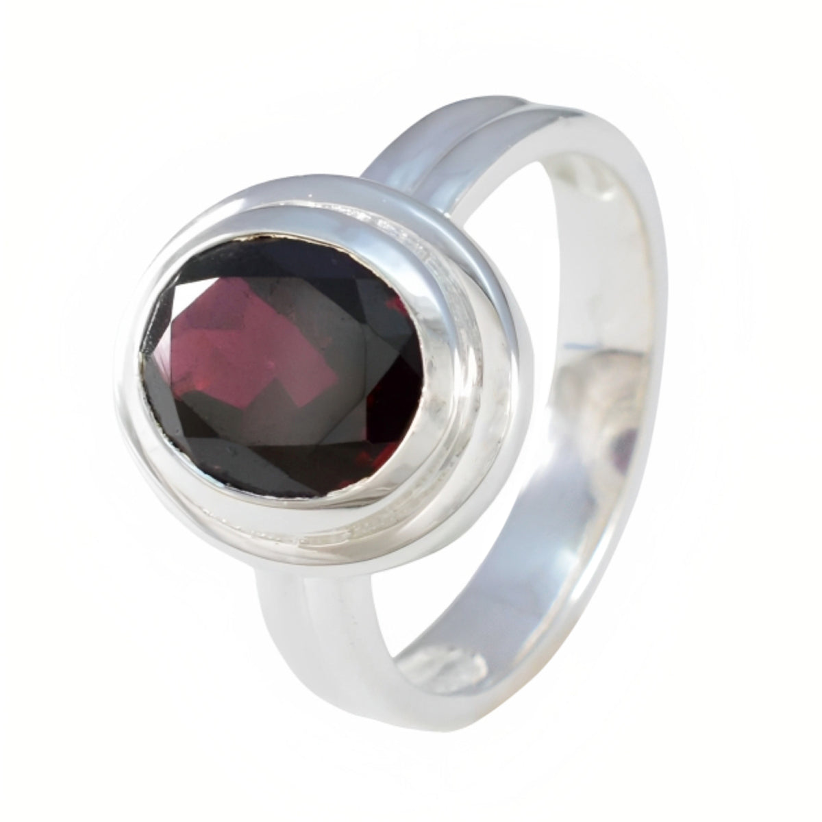 Granat Solitär Afrikanischer Sterling Silber Rote Edelsteine Klassischer Luxuriöser Ring Schmuck